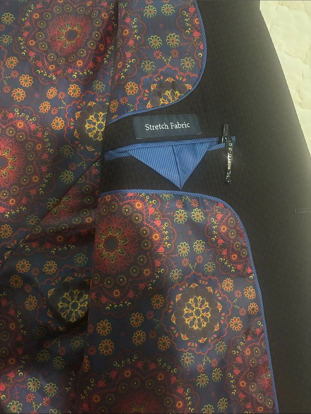Tailorbyrd Black Blazer with Patterned Paisley Lining